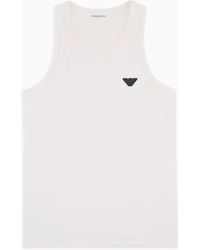 Emporio Armani - Camiseta De Tirantes De Estar Por Casa De Algodón Orgánico Shiny Con Banda Con Logotipo Asv - Lyst