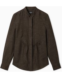 Emporio Armani - Icon Linen Chambray Shirt With Plastron - Lyst