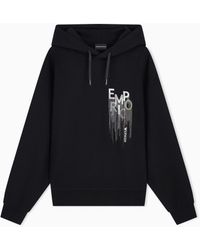 Emporio Armani - French Terry Jersey Hoodie With Kogo Embroidery - Lyst