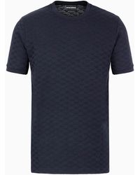Emporio Armani - Mercerised-jersey T-shirt With All-over Jacquard Eagle - Lyst