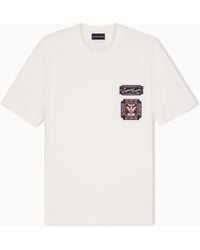Emporio Armani - Heavy Jersey T-Shirt With Embroidered Logo Patch - Lyst