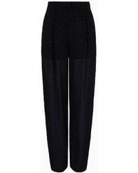 Emporio Armani - Asv Trousers With Pleats In Viscose Fil Coupé With All-over Lurex Polka Dots - Lyst