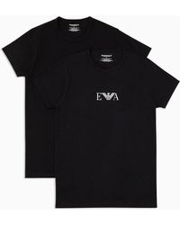 Emporio Armani - Two-pack Of Regular-fit Underwear T-shirts With Essential Monogram Logo - Lyst