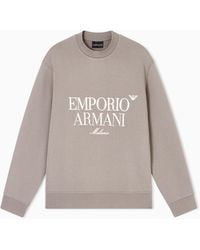 Emporio Armani - French Terry Jersey Sweatshirt With Embroidered Logo - Lyst