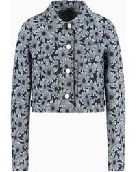 Emporio Armani - Asv Denim Jacket With All-Over Jacquard Daisies From The Peace Capsule Collection - Lyst