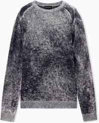 Emporio Armani - Ribbed Virgin Wool Sweater With Mélange Print - Lyst
