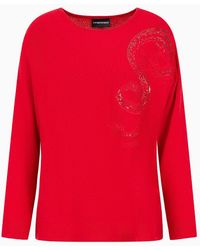 Emporio Armani - Virgin-wool And Cashmere Jumper With Dragon Embroidery - Lyst