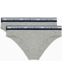 Emporio Armani - Asv Two-pack Of Iconic Organic-cotton Briefs With Logo Waistband - Lyst