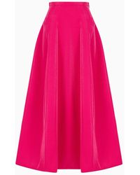 Emporio Armani - Long Skirt With Crinoline In Shiny Lurex-effect Piqué - Lyst