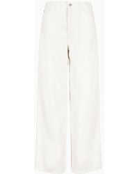 Emporio Armani - J1c Medium-high Rise, Wide-leg Jeans In Cotton Drill With Embroidery - Lyst