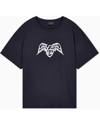 Emporio Armani - Pima T-Shirt With Maxi Eagle Logo And Short Sleeves - Lyst