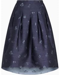 Emporio Armani - Rock Mit Godet-Falten, Gefertigt Aus Einer Woll-Mischung Mit „Jeu De Cartes“-Muster - Lyst