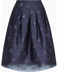 Emporio Armani - Jupe À Plis Godets En Mélange De Laine Jacquard Avec Motif Jeu De Cartes - Lyst