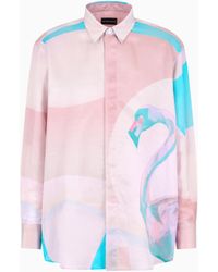 Emporio Armani - Silk-Blend Satin Shirt With Camargue Print - Lyst