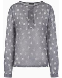 Emporio Armani - Icon Blouse In Silk Chiffon With An All-over Abstract Polka-dot Print - Lyst