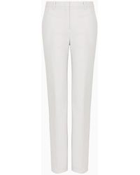 Emporio Armani - Couture Cotton-blend Slim-fit Trousers - Lyst