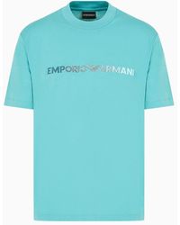 Emporio Armani - T-shirt In Jersey Pima Con Ricamo Logo - Lyst