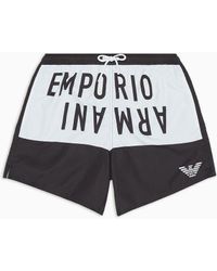 Emporio Armani - Asv Recycled-fabric Swim Shorts With Bold Logo Band - Lyst