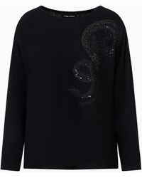 Emporio Armani - Virgin-wool And Cashmere Jumper With Lunar New Year Dragon Embroidery - Lyst
