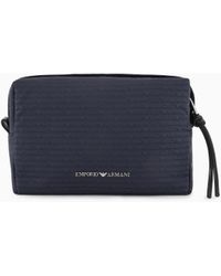 Emporio Armani - Nylon Pouch With Jacquard All-Over Logo Lettering - Lyst