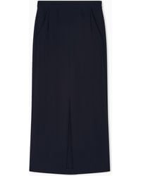 Emporio Armani - Icon Langer Rock Aus Gewaschenem Cady-Crêpe Mit Bundfalten - Lyst