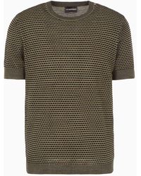 Emporio Armani - Lyocell-blend Jumper With An Embossed Two-tone Pattern - Lyst