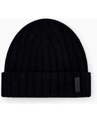 Emporio Armani - Beanie Hat Ribbed Wool And Cashmere With Folded Cuff - Lyst