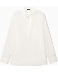 Emporio Armani - Silk Crepe De Chine Shirt With A Concealed Button Placket - Lyst