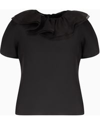 Emporio Armani - Moon Capsule Collection Silk Organza Blouse With Petal Collar And Ruffles - Lyst