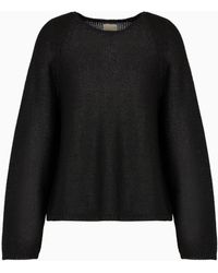 Emporio Armani - Sustainability Values Capsule Collection Recycled Fabric Reverse Stockinette Stitch Jumper - Lyst