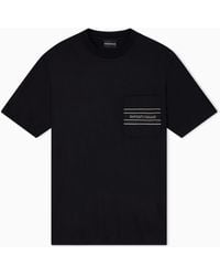 Emporio Armani - Lyocell Blend Jersey T-Shirt With Pocket And 3D-Effect Logo - Lyst