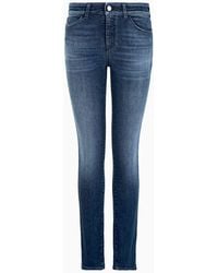 Emporio Armani - Jeans J18 Vita Alta E Gamba Skinny In Denim Effetto Used - Lyst