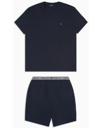 Emporio Armani - Comfort-fit Pyjamas With Endurance Logo Bermuda Shorts - Lyst