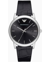 Emporio Armani - Orologio A Tre Sfere Con Datario E Cinturino - Lyst