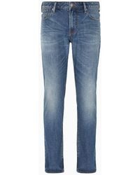 Emporio Armani - J06 Slim-fit, Bleached-effect Comfort-denim Jeans - Lyst