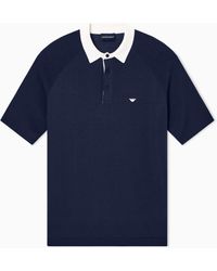 Emporio Armani - Plain-Knit Lyocell-Blend Jumper With Polo Shirt Collar - Lyst
