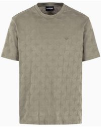 Emporio Armani - T-shirt Aus Jacquard-jersey Mit Durchgängigem Grafischen Muster - Lyst