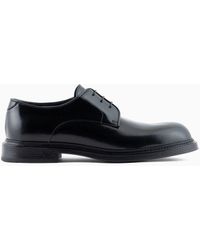 Emporio Armani - Derby Shoes In Buffed Leather - Lyst