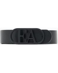 Emporio Armani - Leather Belt With Ea Buckle - Lyst