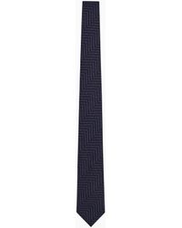 Emporio Armani - Pure Silk Tie With Chevron-Motif Jacquard Lettering - Lyst