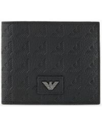 Emporio Armani - Leather Coin-Pocket Wallet With All-Over Embossed Eagle - Lyst