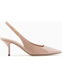 Emporio Armani - Patent-Leather Slingback Court Shoes With Eagle Plate - Lyst