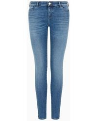 Emporio Armani - Jeans J23 Vita Media E Gamba Super Skinny In Denim Used Look - Lyst