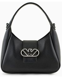 Emporio Armani - Leather Hobo Handbag With Eagle Buckle - Lyst
