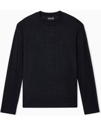 Emporio Armani - Wool Slub Jersey Jumper - Lyst
