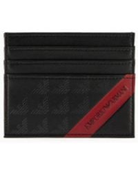 Emporio Armani - Smooth Regenerated Leather Card Holder With Armani Sustainability Values Red Band - Lyst