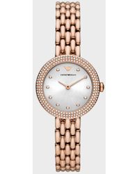 Emporio Armani Two-hand Rose Gold Stainless Steel Watch - White