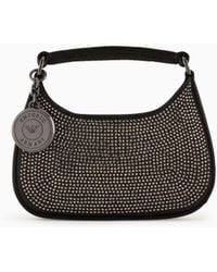 Emporio Armani - Satin Hobo Mini Bag With Rhinestones - Lyst