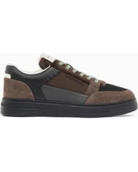 Emporio Armani - Sneakers Low-Top With Suede And Mesh Upper And Rubber Sole - Lyst