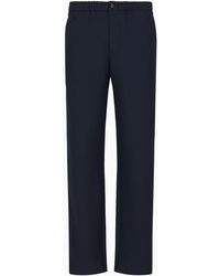 Emporio Armani - Ultra-light Technical Seersucker Trousers With A Gathered Waist - Lyst